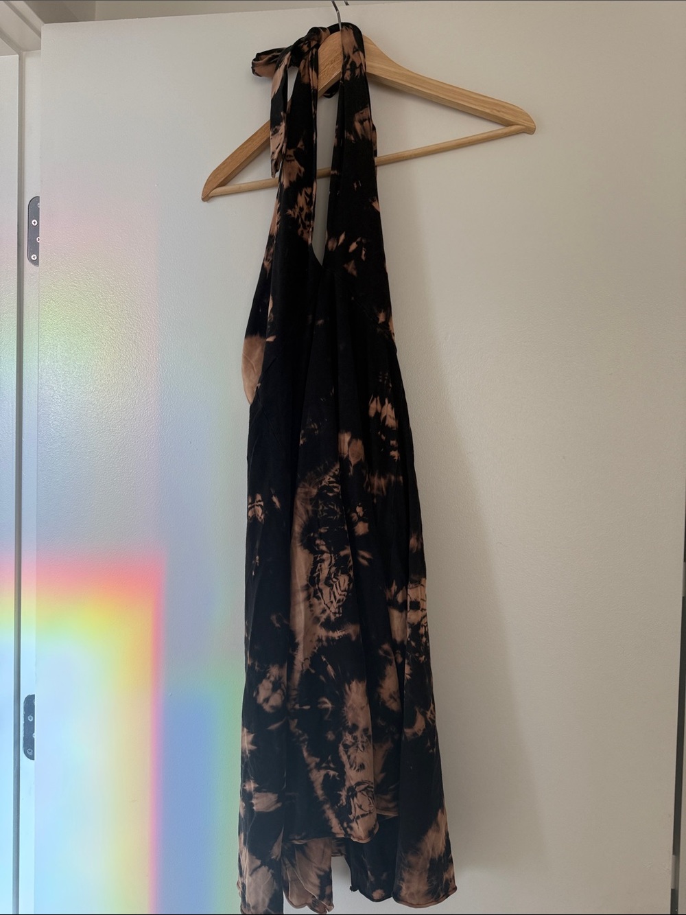 American Apparel Black and Brown Tie-Dye Midi Dress
